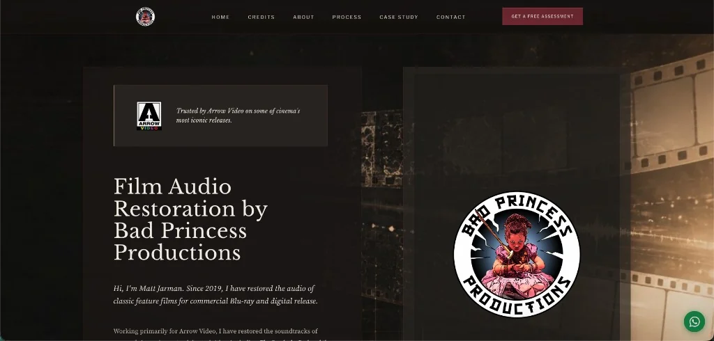 Bad Princess Restoration website homepage on desktop