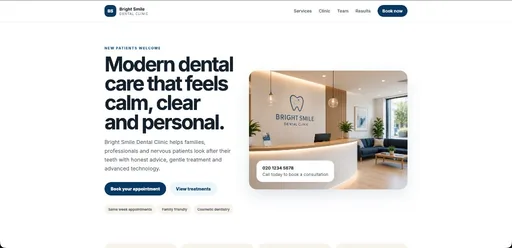 Dental Clinic website homepage